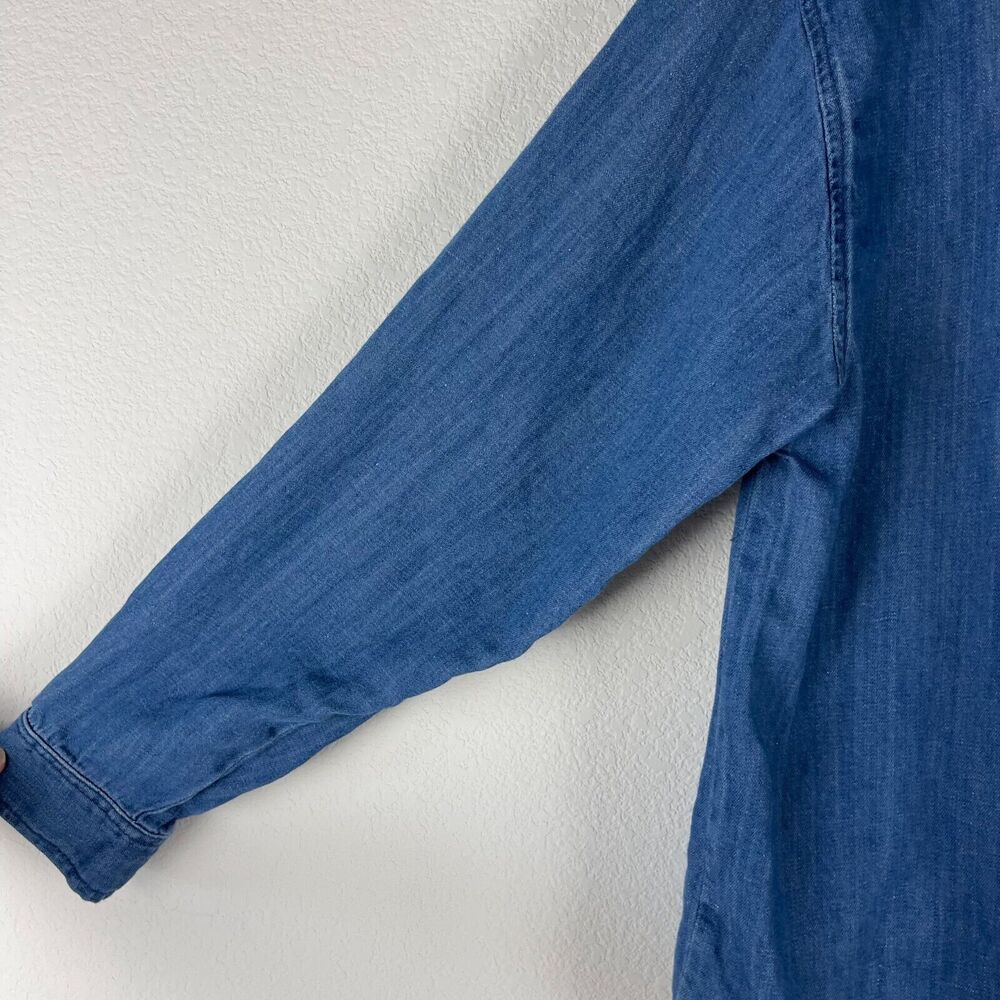 WeWoreWhat Linen Blend Top Womens XS Small Blue Long Sleeve Button Down - Picture 8 of 13